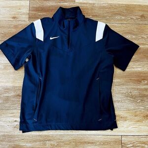 Mens Nike Coach 1/4 Zip Pullover Top Short Sleeve Mens L Navy Blue
